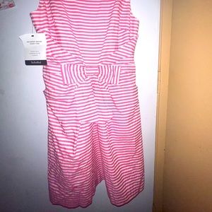 kate spade Pink and White Striped Sleeveless Dress with Waist Bow